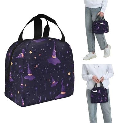 One Arcane Witch Hat Pattern Insulated Lunch Bag for Women Children Portable Food Boxes Thermal Lunch Box Tote