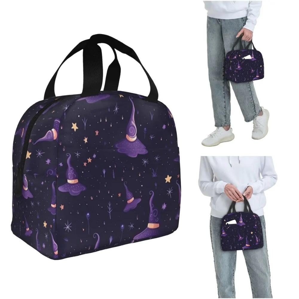 One Arcane Witch Hat Pattern Insulated Lunch Bag for Women Children Portable Food Boxes Thermal Lunch Box Tote