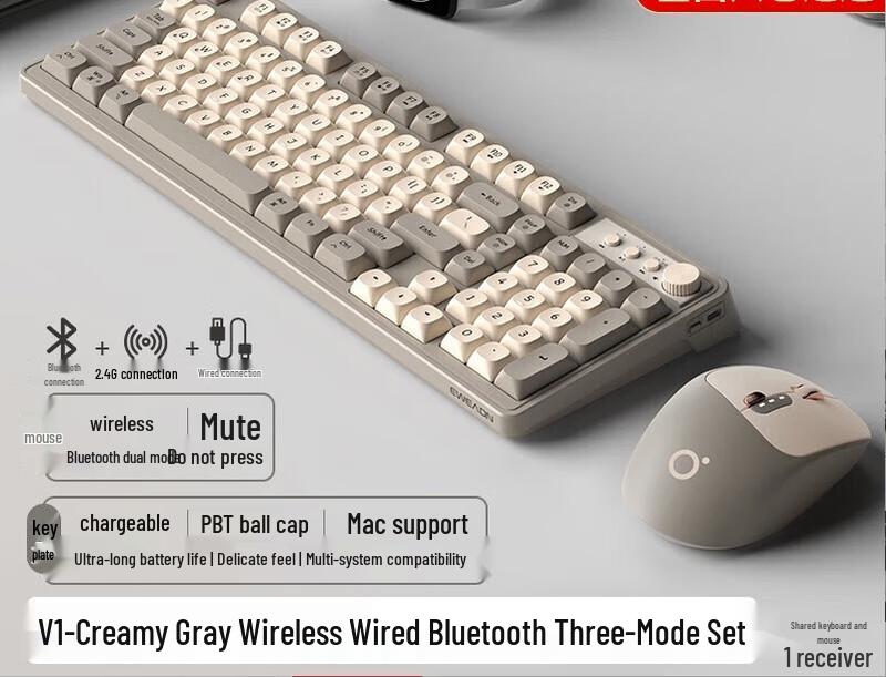 

EWEADN V1 Tri-Mode Silent Mechanical Feel Keyboard Mouse Set