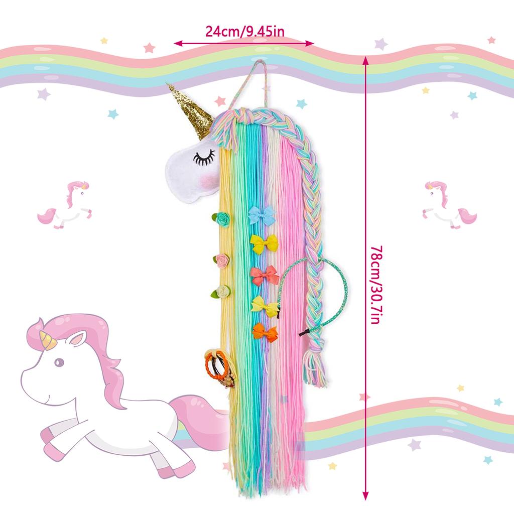 Unicorn Hair Clips Organizer Wall Hanging Hair Bow Holder Cute Baby Headband Storage Hanger for Girls Room Home Decoration