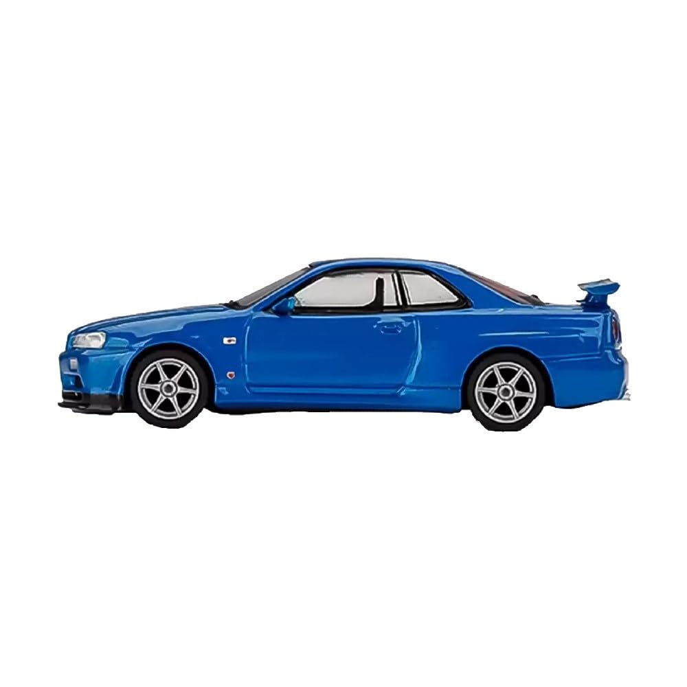 MINI GT 1/64 Nissan Skyline GT-R R34 V-Spec Bayside Blue (Right-Hand Drive) Finished Product