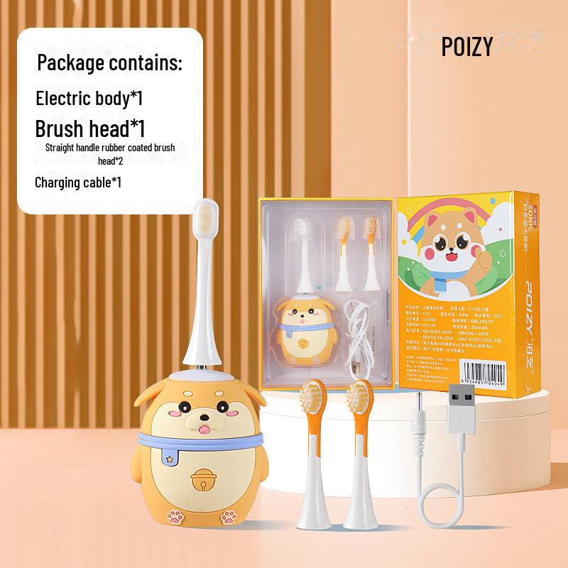 מברשת שיניים חשמלית לילדים עם עיצוב מצויר של אסטרונאוט, דינוזאור וחדי קרן