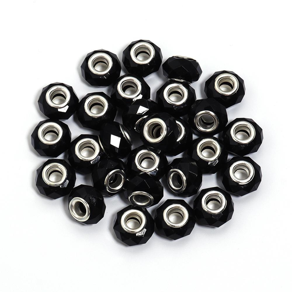 

20pcs/Lot 14mm Jelly Color Faceted Resin Beads Big Hole Spacer Loose Beads For Jewelry Making DIY Bracelet Necklace Wholesale чёрный