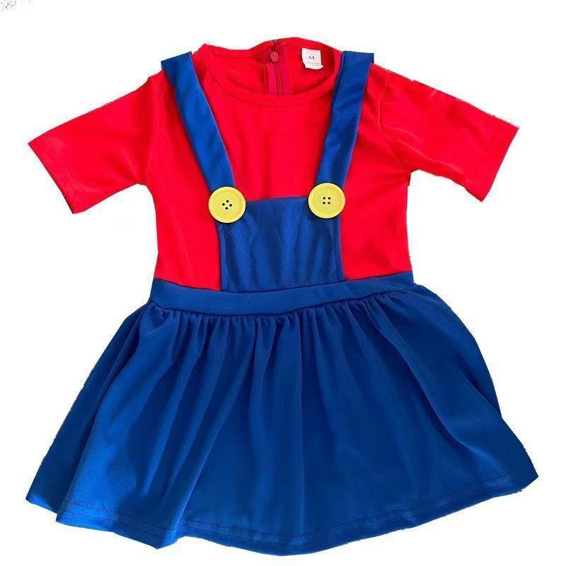 Halloween Cosplay Costume Mario Parent-Child Suit Prom Show Costume Mario Kids Costume