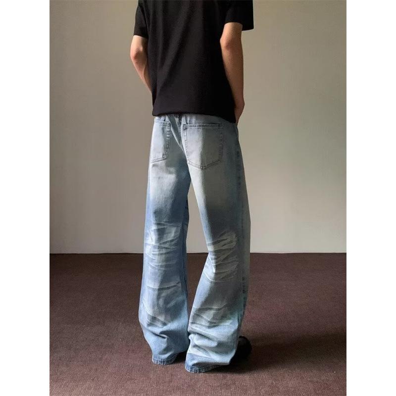 JYL Men s Flare Jeans White American Vintage High-Street Button Wide-Leg Denim M бездна