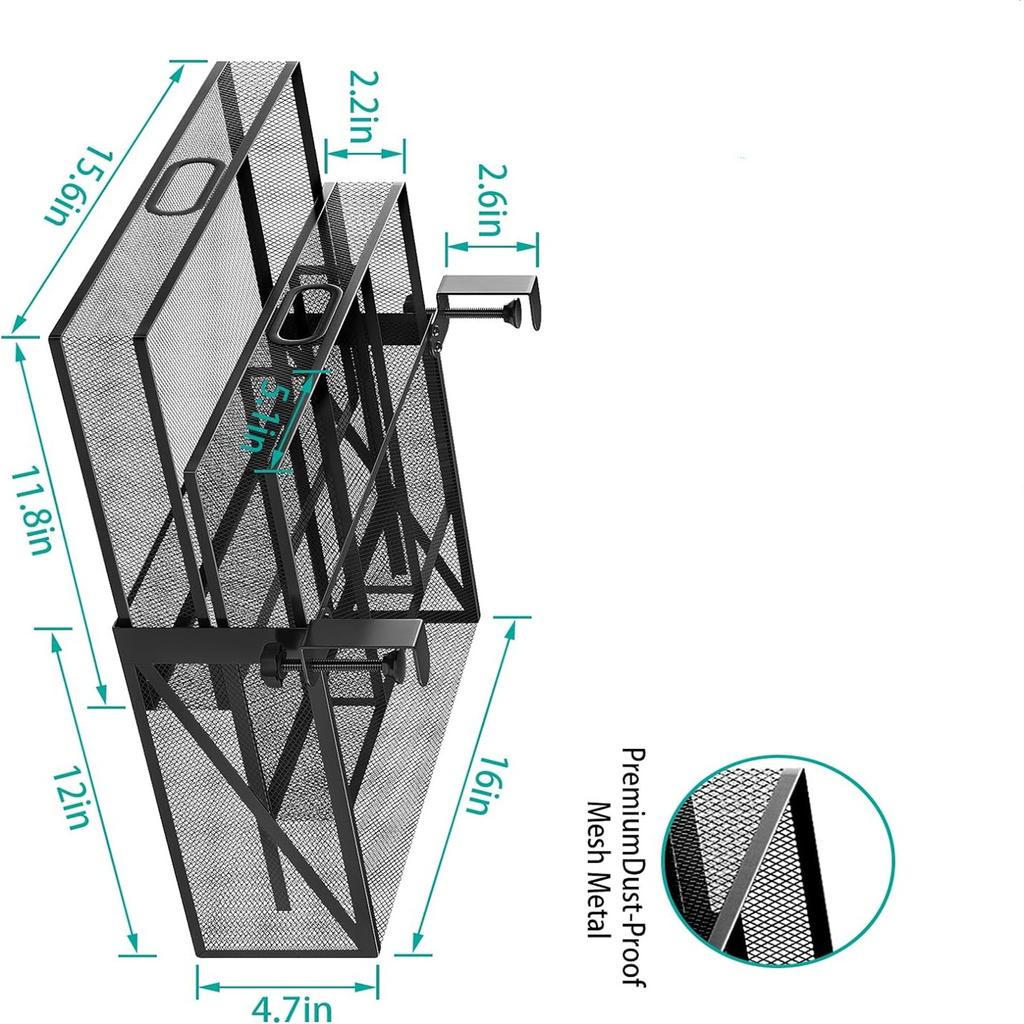 Under Desk Drawer Organizer, No Drilling Mesh Metal Hidden Under Desk Storage Drawer, Desk Organizer With 2 Tier Slide Out Drawer For Home And Office