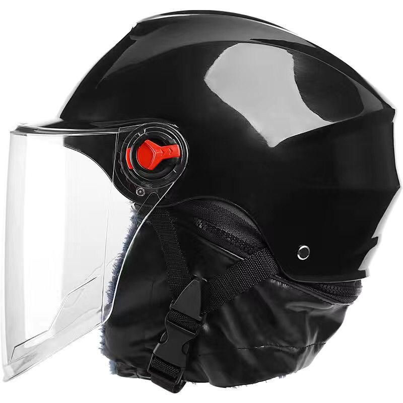 Electric Battery Car Helmet for Men and Women In Summer, All Seasons, Universal Anti-fog, Warm Autumn and Winter Half Helmet Cute Cold-proof Hat