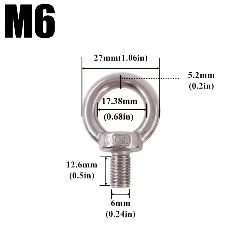M4 M5 M6 M8 Eyebolt Rings Stainless Steel Lifting Eye Hoist Rings Hooking Nut Screw Easy Installation Marine Rigging Accessories