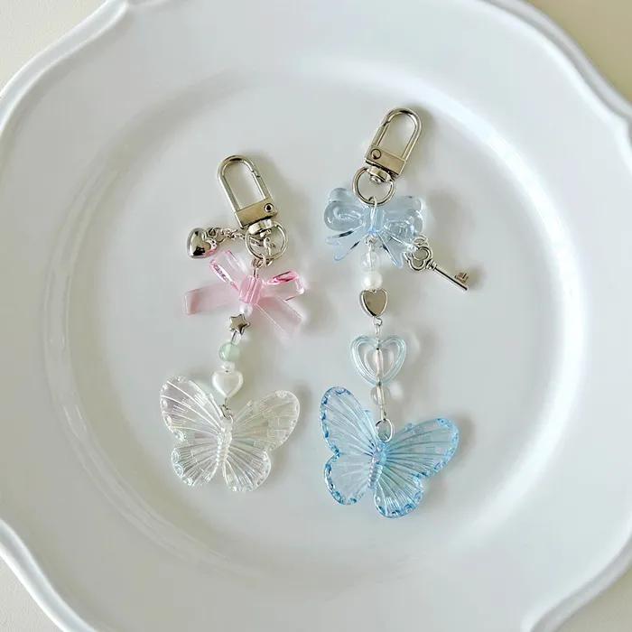 Jewel Butterfly Keyring 2 Colors Phone Accessory Keychain Bag Charm