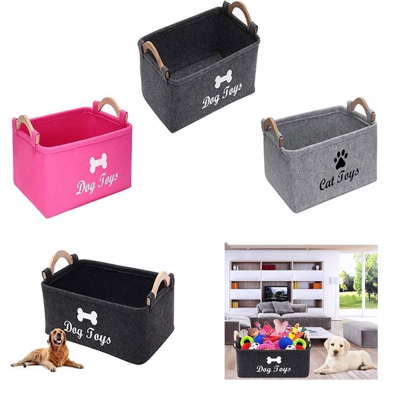Aufbewahrungsbox aus Filz mit Holzgriff Großer quadratischer Aufbewahrungsbehälter für Haustierspielzeug