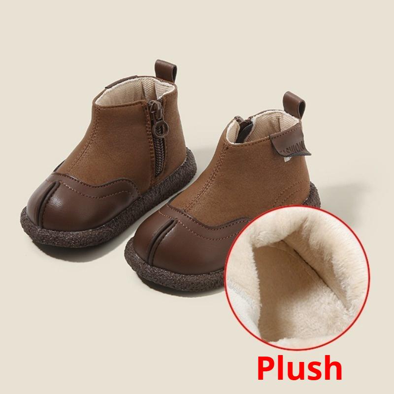 

Детские кожаные ботинки Обувь для малышей Мальчиковые полусапожки Девочковые нескользящие хлопковые туфли 26