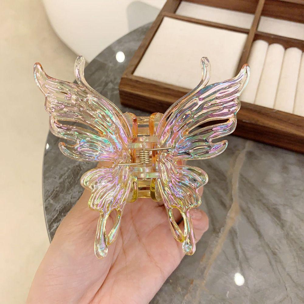 Colorful Liquid Butterfly Hair Claw Claw Clip Acrylic Butterfly Crab Clip Headwear Hair Accessories Large Shark Clip Women