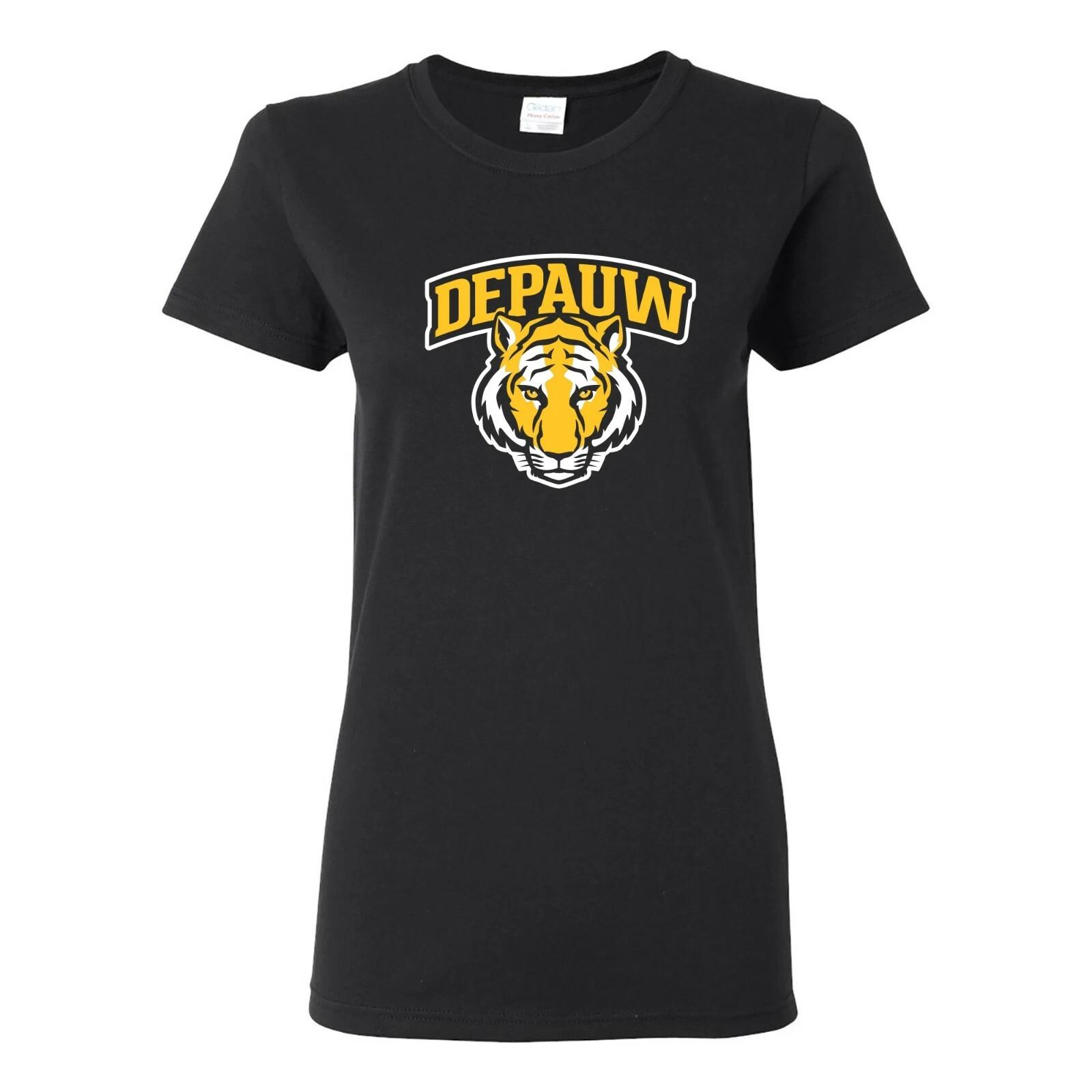 Depauw Tigers Arch Logo Womens T-Shirt - Black 2XL