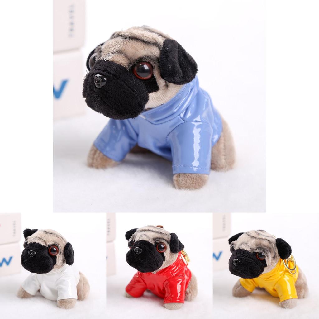 Pug Dog Plush Toy Keychain With Short Pile Fabric For Birthday Gift And Bag Charm