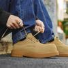 Round head leather shoes men's casual heightening big head shoes niche British style platform derby shoes 1066-J