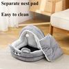 Cat Litter Bed Soft Semi Enclosed Cat Bed and Cozy with Plush Ball Kitten Cave Beds Removable Cute Cartoon Pet Sleep Accessories