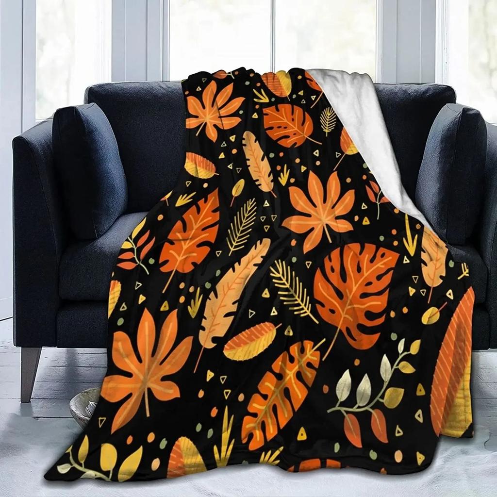 Fall Pumpkin Autumn Blanket Leaves Soft Throw Soft Throw Blanket for Home Bedroom Bed Sofa Picnic Travel Cover Blankets Kids