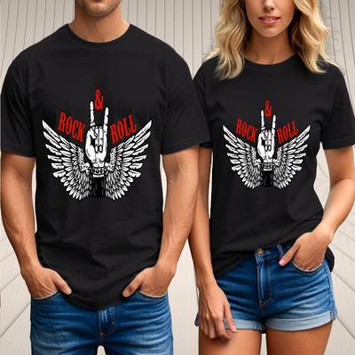 Winged Skull T Shirt Unisex Rock and Roll Hand Sign Punk Metal Festival Gift Tee