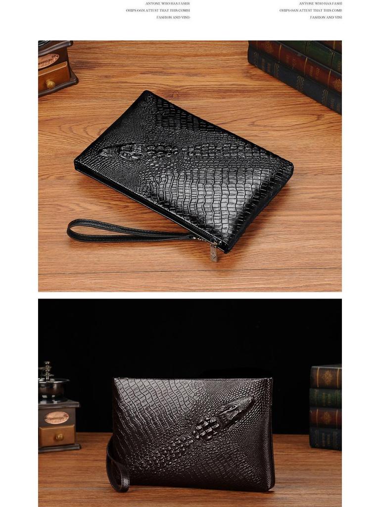 Crocodile Pattern Men's Large Capacity Leather Clutch Wallet