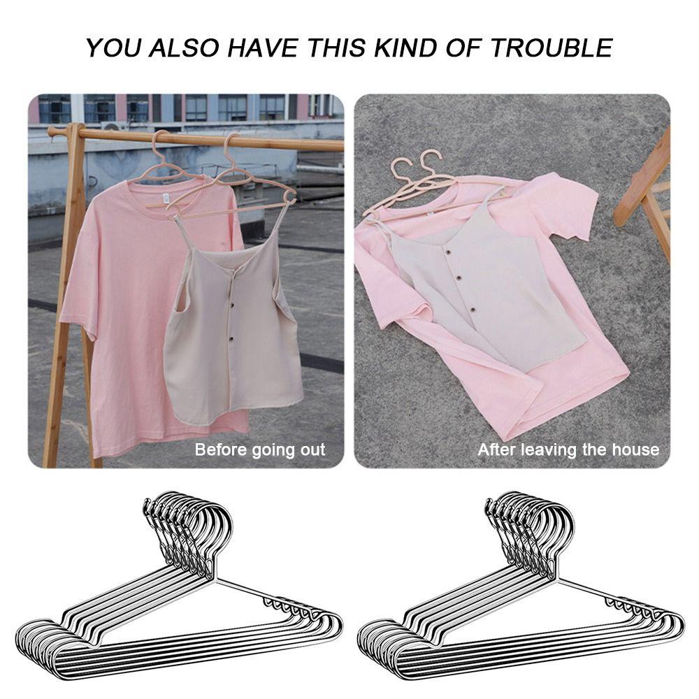 10pcs Space Saving Clasp Fixed Clothes Hangers Windproof Prevent Falling Drying Racks Stainless Steel Outdoor Drying Hanging