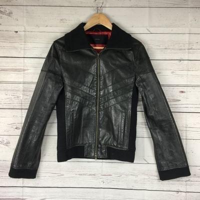 SLOW WEAR Genuine Leather Single Rider Jacket/Outer/Men's S/Black/Ribbed Cuffs and Hem(USED)