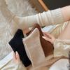 Seasonal Pile Socks Thicken Warm Vertical Pattern Slimming With Wool Maillard Coffee Color Calf Socks Stocking Socks Women