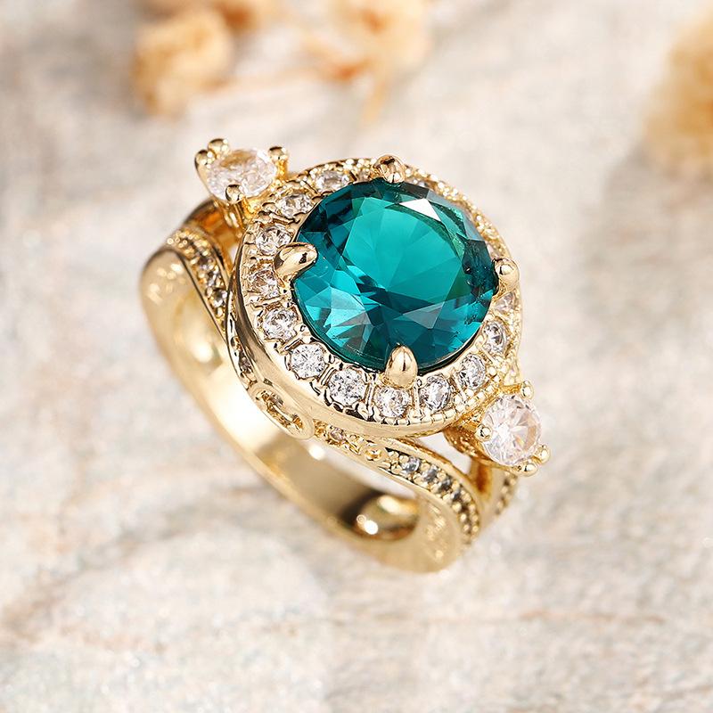 Classic Copper Alloy Zircon Ring Ladies Jewelry Wedding Promise Party Gift