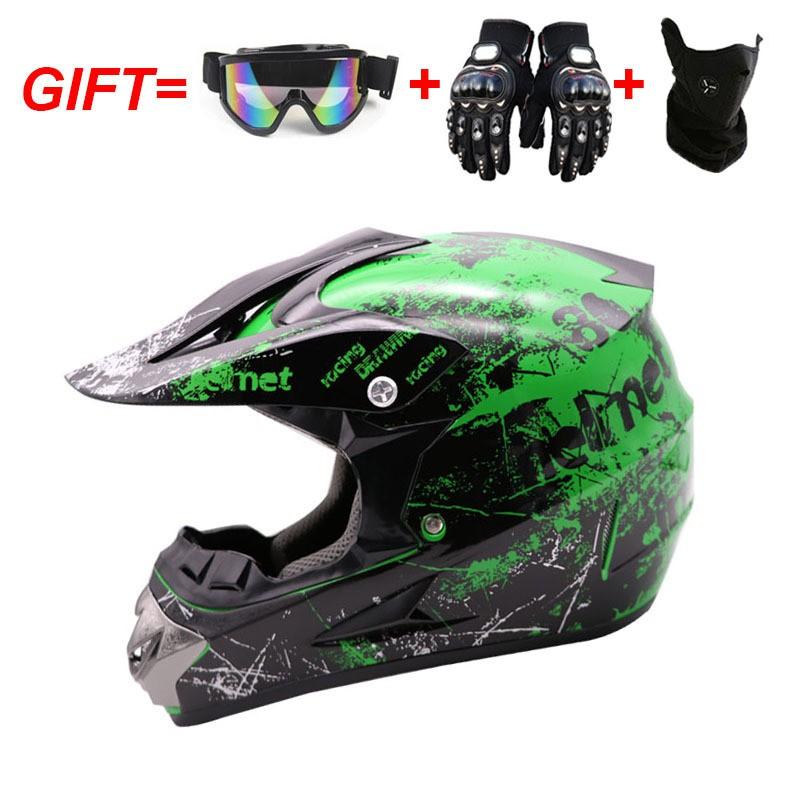 Full Face ATV Helmet Adults With Visor Mask Gloves DOT Certified ABS Off-Road Dirt Bike Motorcycle