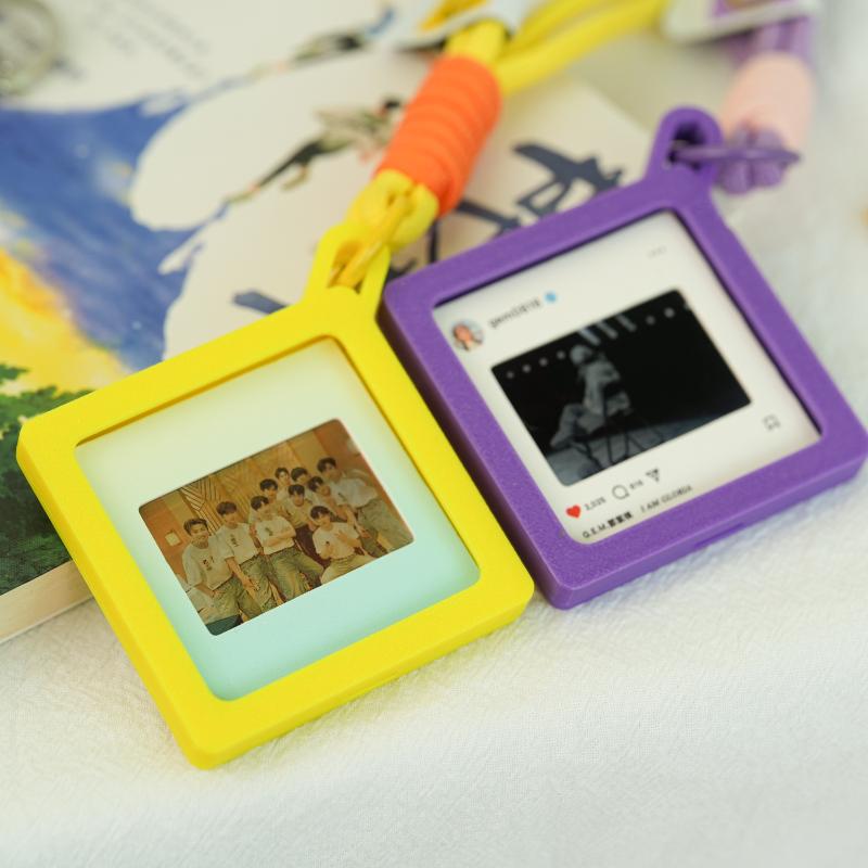 Blank Photo Frame Keychain Candy-Colored Photo Frame Keyring Insert Photo Split Key Pendant Diy Key Holder