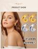 Thick Hoop Earring for Women, Chunky C-Shape Earrings Stainless Steel Open Hoops