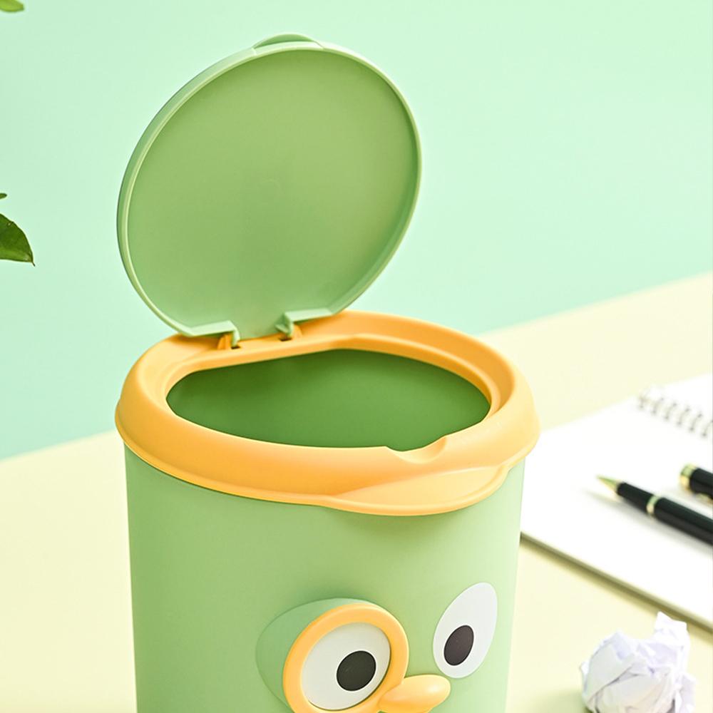 Mini Desktop Trash Can Cute Dustbin INS Simple Belt Lid Small Storage Bucket Kitchen Basket Garbage Bin for Office Home Rubbish