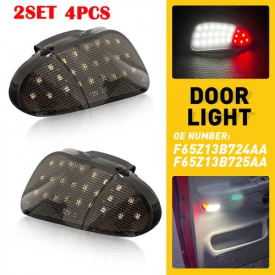 4X LED Interior Door Courtesy Light Smoked Lens for 1997-2003 Ford F-150 F-250 A
