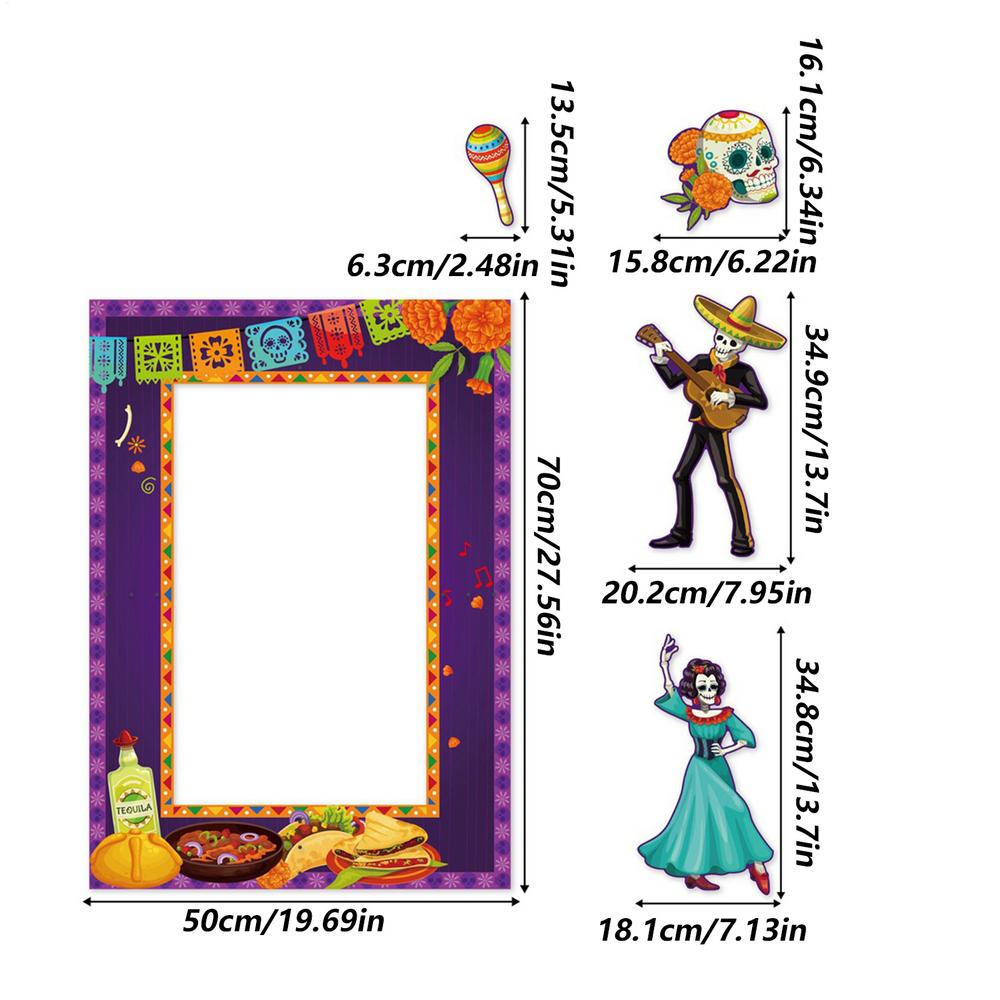 

Photo Booth Frame Party Photography Decor Prop Day Of The Dead Decorations For Adults Kids School Activity Carnival Stage фіолетовий