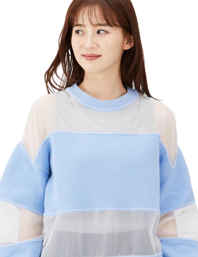 Double Standard Clothing ESSENTIAL Organ Docking Knit Sax Pullover, 2509-260-241, Women's,