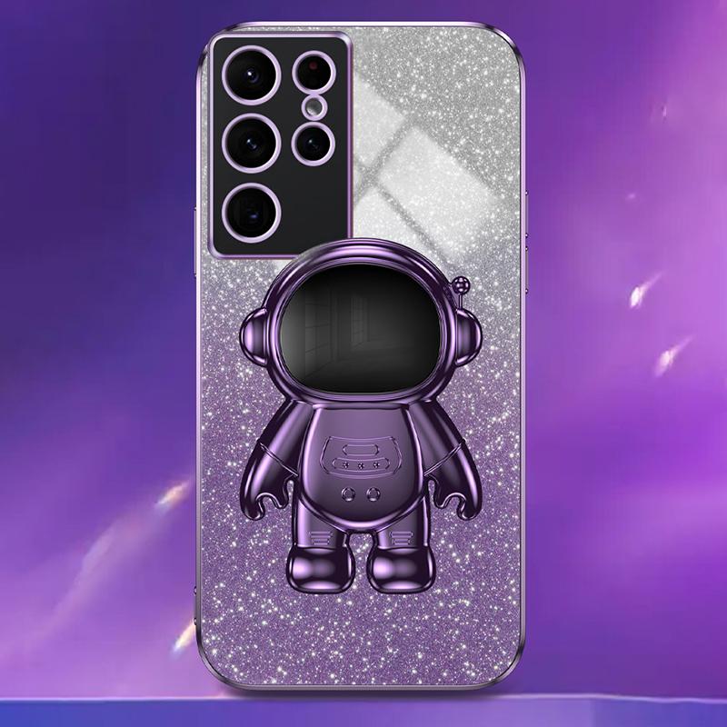 For Samsung Galaxy S22 Ultra 5G Anti-shock PC+TPU Case Astronaut Kickstand Phone Cover