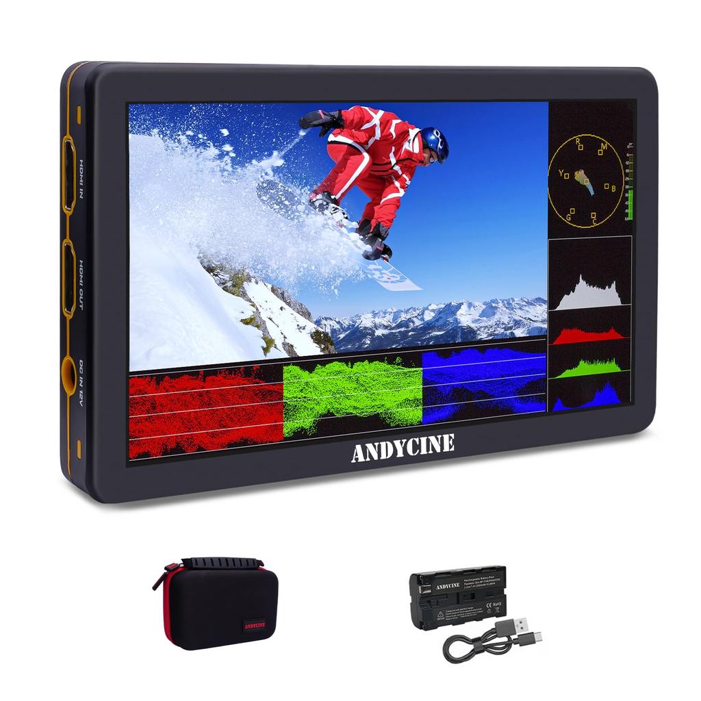 ANDYCINE T6 DSLR Video 1920x1080 Durable Aluminum 4K HDMI Full 3D LUTs Case 6-inch Monitor, Resolution, Shell, On-Camera Monitor, Waveform, (Carry