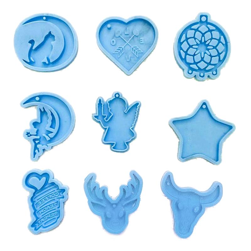 

9 шт. силиконовые формы в виде сердца ангела и звезд, эпоксидная смола, форма для литья, ремесленный брелок, форма для кулона, ювелирный инструмент ручной работы