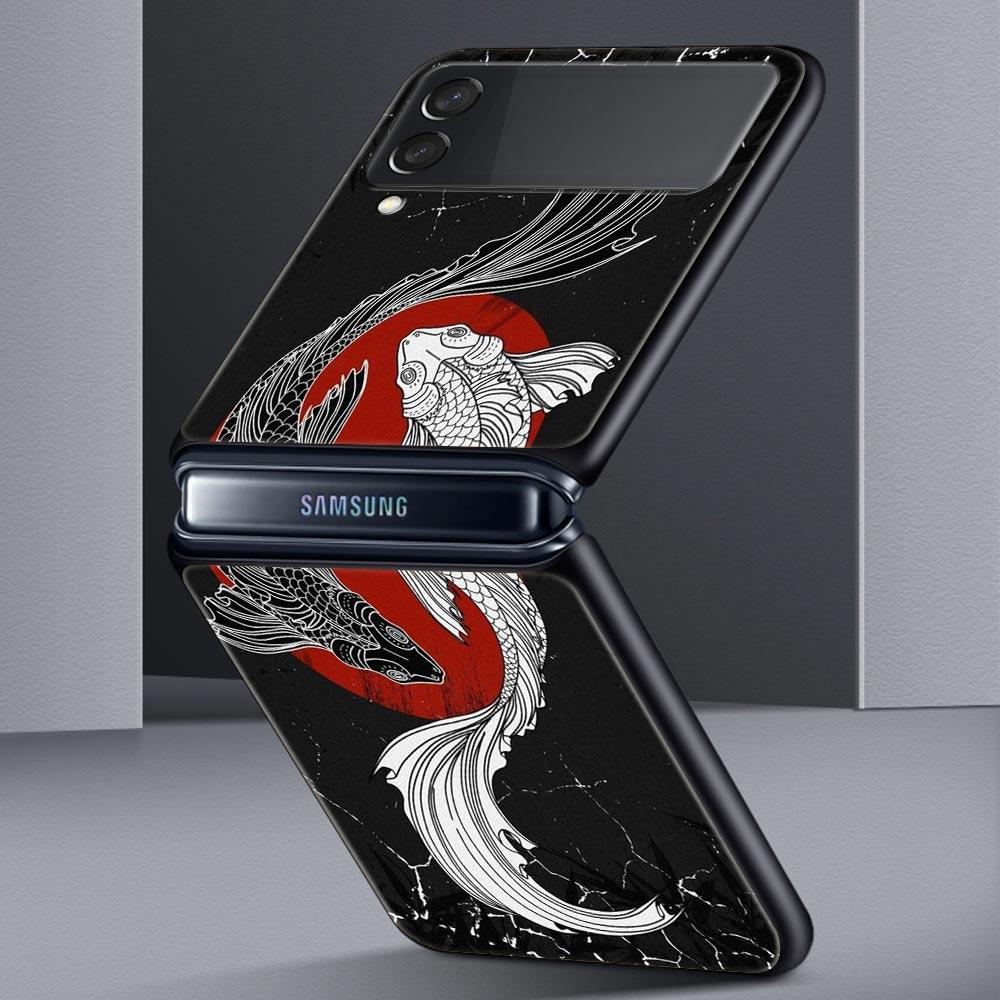 Phone Case for Samsung Galaxy Z Flip 3 4 5 Folding Mobile Shell Hard PC Fundas Black Coque Protect Cover Tiger Neon Leopard