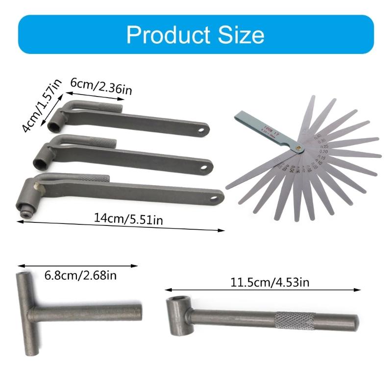 Motorcycle Scooters Engine Valves Screw Repair Wrench Adjusting Square Hexagonal Hole Spanner Tool with Feelers Gauges
