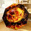 Flaming Football Artwork Umbrella 8-Frame for Travel, Camping, Casual Lightweight Portable Umbrella, Essential for Every Family Holidays Gift
