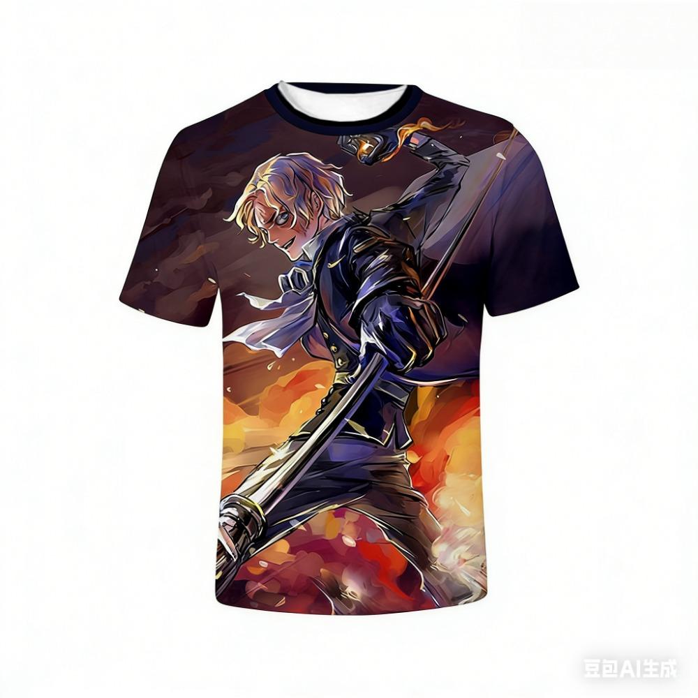 Załoga Słomkowego Kapelusza zbiera się! T-shirt z trójwymiarowym nadrukiem na całej powierzchni z wieloma postaciami - Oddychający i spersonalizowany top z gadżetami anime