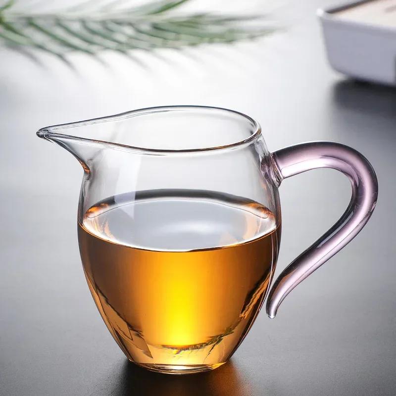 350ml Tea Cup High Borosilicate Glass Tea Dispenser with Colorful Handle Heat-resistant Transparent Glass Teapot Teaware Lover
