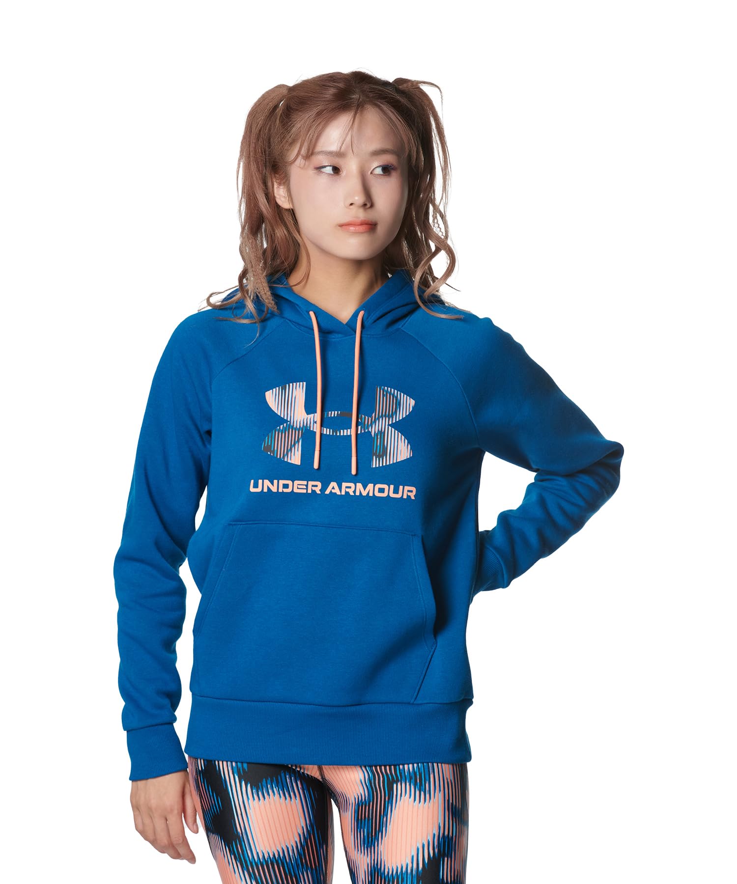 

UA RIVAL FLEECE PRINTED PULL OVER HOODIE Varsity Blue LG [Under Armour]