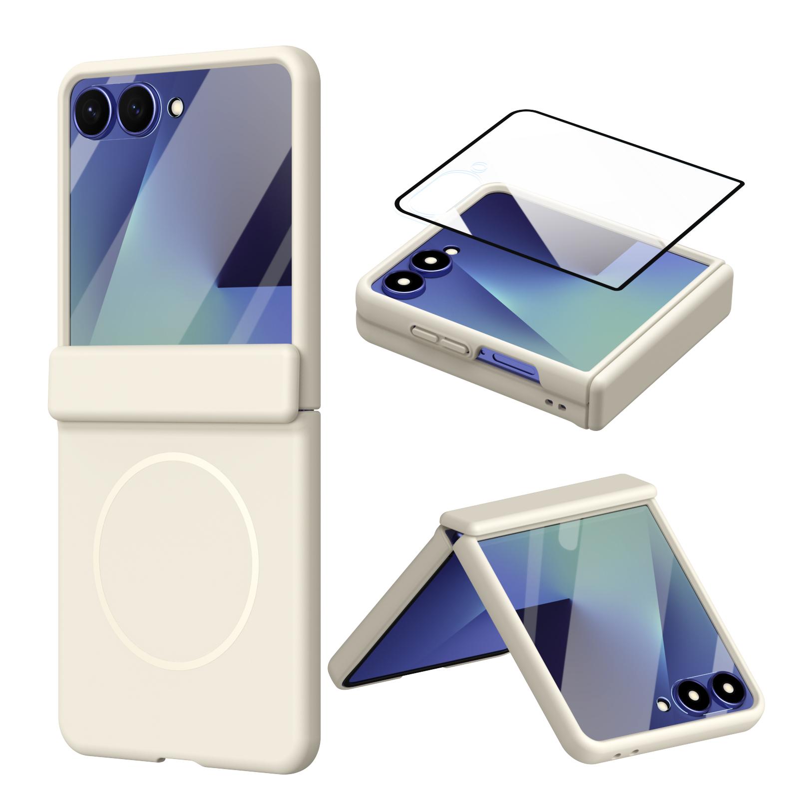 

For Samsung Galaxy Z Flip 7 FE 6 5 Case 3 in 1 Protective Magsafe Covers with film Mobile Phone Back Cover Galaxy Z Flip3 5G
