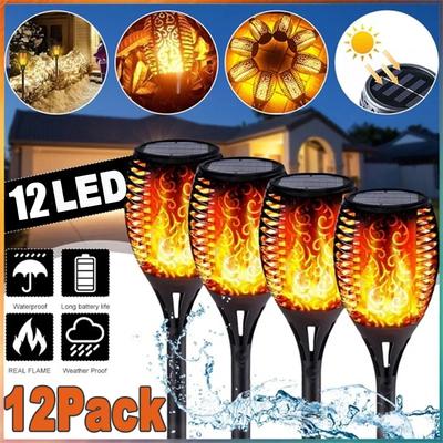 1-12 STÜCKE 12LED Solar Flammenfackel Licht Flackerndes Licht Wasserdicht Gartendekoration Außen Rasen Weg Hof Terrasse Bodenleuchte