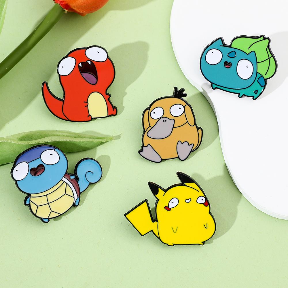 Anime Pokemon Emaliowana przypinka Pikachu Bulbasaur Psyduck Squirtle Odznaka Broszka Jeansowa Odzież torba Urocze Zwierzę dziecko Biżuteria Prezent zabawka