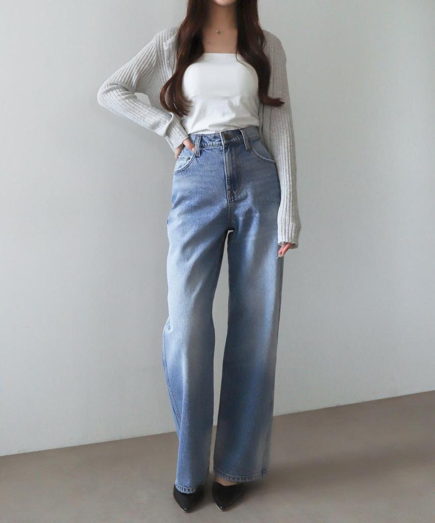 WEGO Straight Denim Everyday Light Denim Pants, Trousers, Bottoms, Denim, Simple, Wear, Year-Round, Women's, Gift, Present, Winter/Spring, Classic,