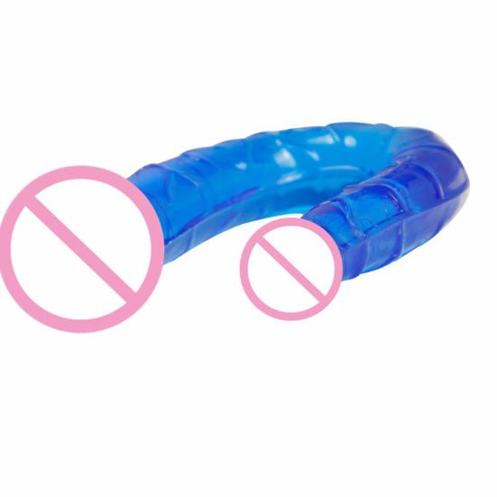 Dvojité dildo tvaru U Flexibilní vagina Anální Ženy Sexuální hračka s umělým penisem