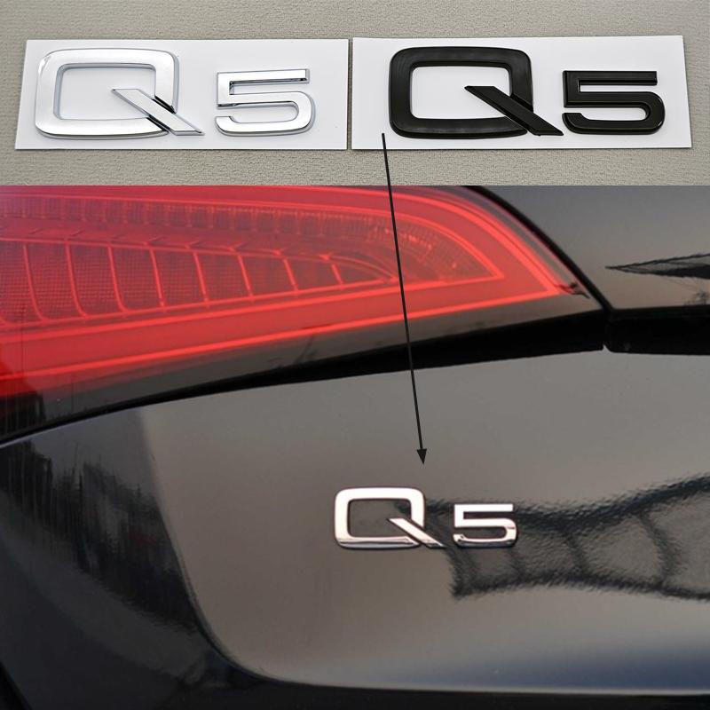 2026 Hot 3D ABS Chrome Black Car Letters Q3 Q5 Logo Rear Trunk Badge Emblem Decals For Audi TFSI Q3 Q5 8U 8R 80A Auto Accessories