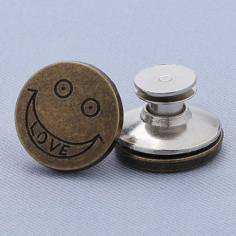 Adjustable 17MM Metal Waist Slimming I-Shaped Jeans Button - Detachable and Nail-Free